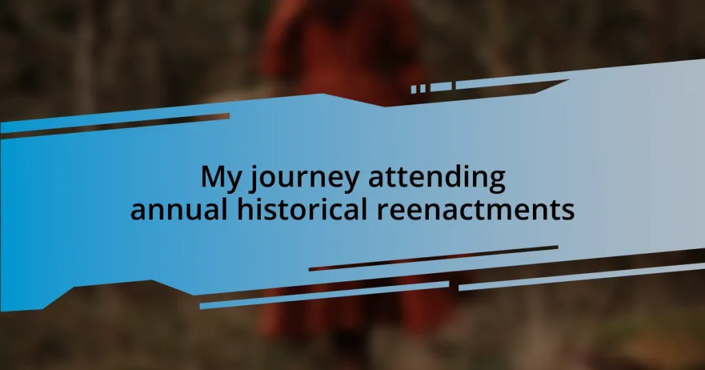 My journey attending annual historical reenactments