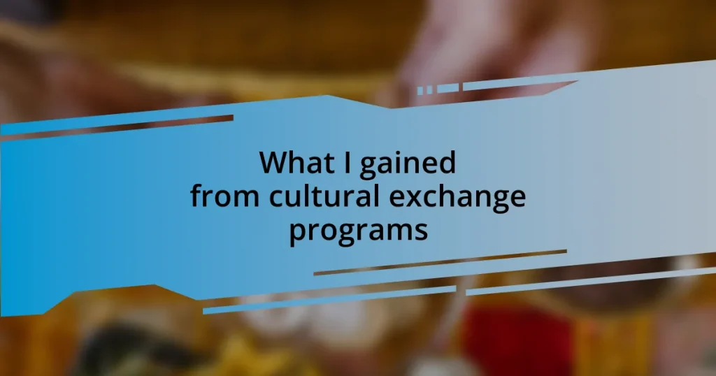 What I gained from cultural exchange programs